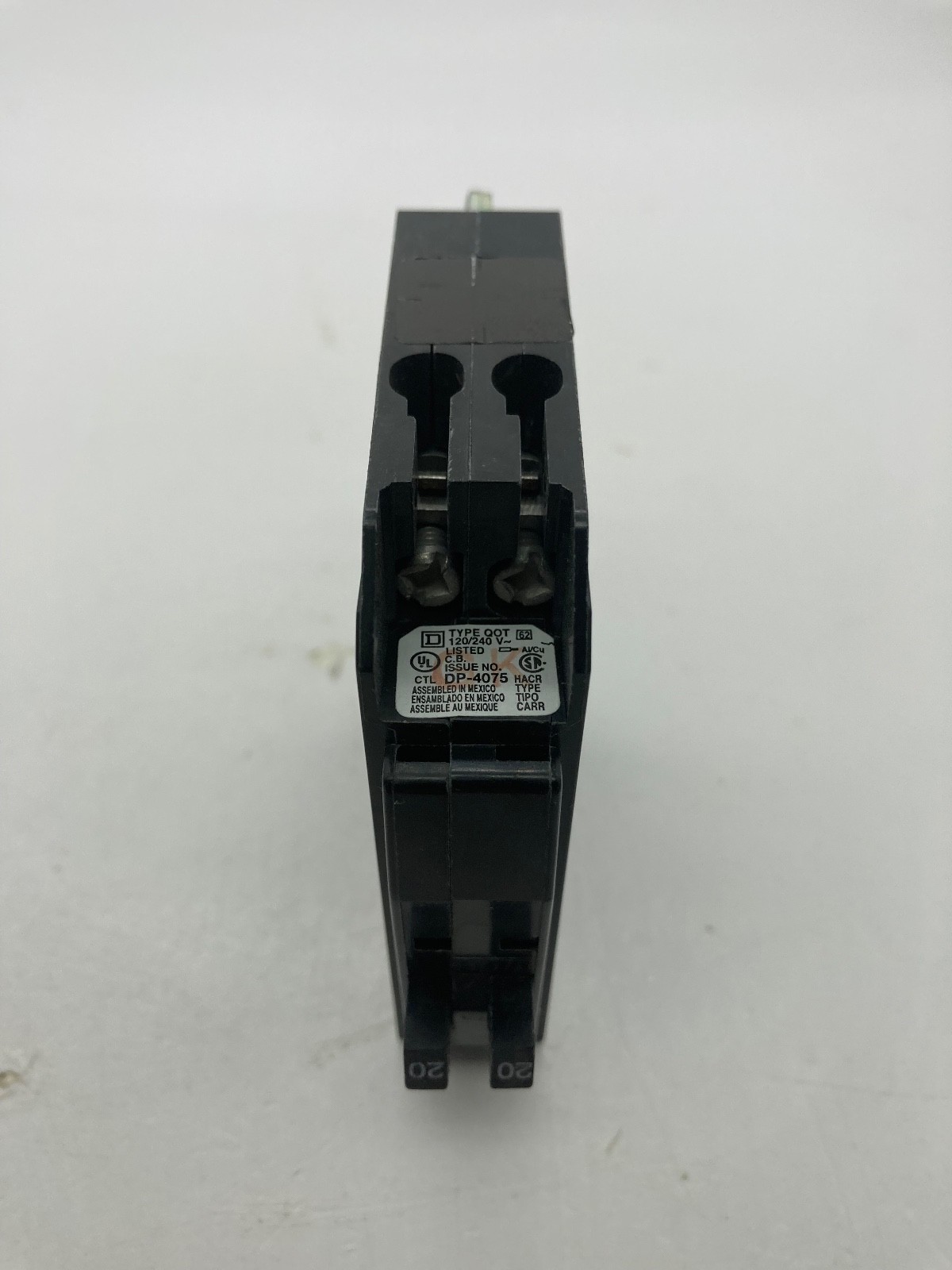 Square D QOT2020 1 Pole Twin 20A 120V Plug In Tandem Metal Hook Circuit Breaker