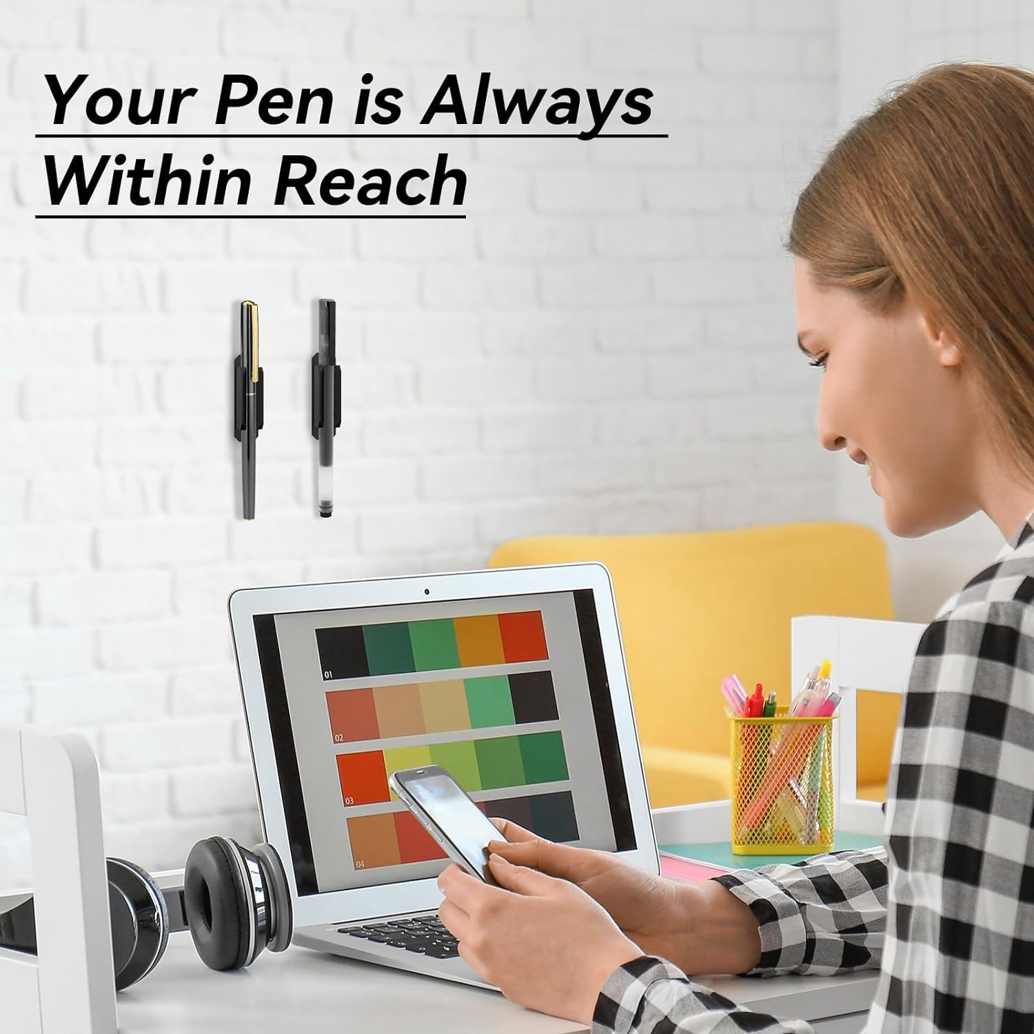 16Pack Adhesive Pen Holder Clipboard Pen Holder Stick on Pencil Holder Self2133
