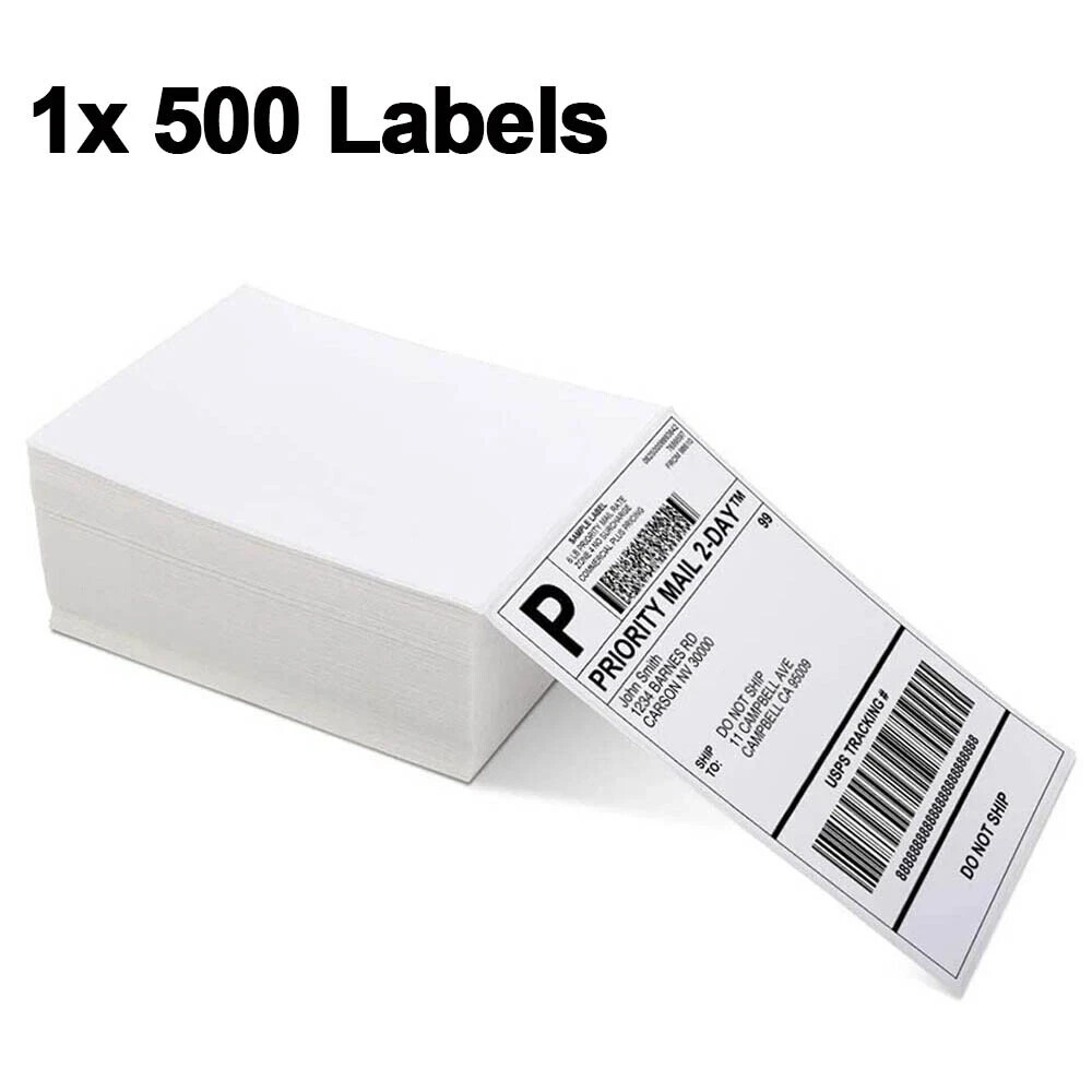 100/500/1000 4×6 Fanfold Direct Thermal Shipping Labels for Zebra Rollo US