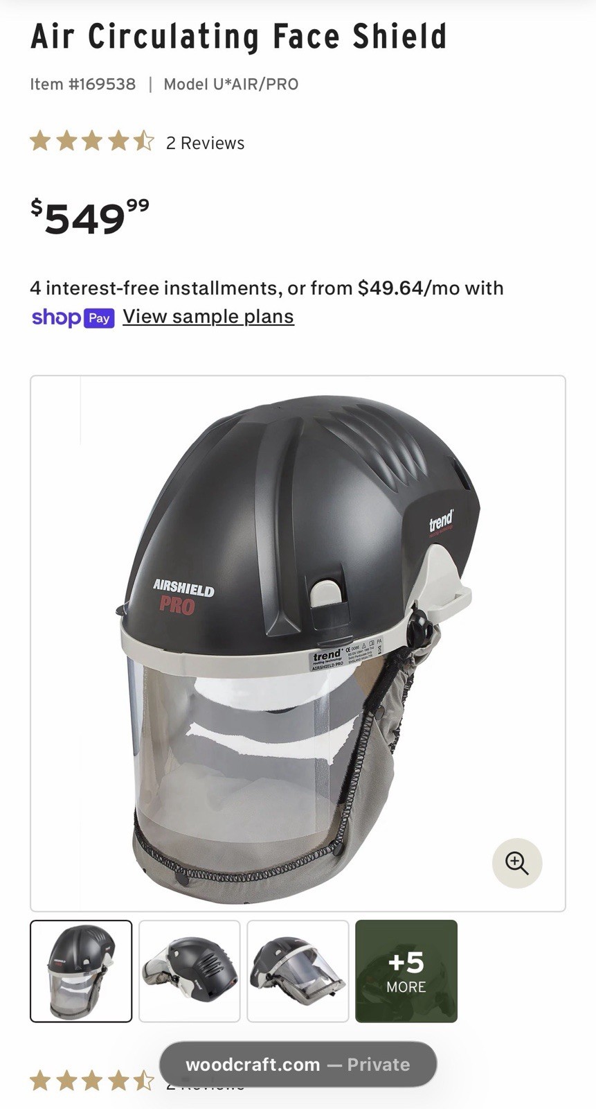 Trend Airshield Pro Lightweight Battery Powered Air Circulating Full Face Shield