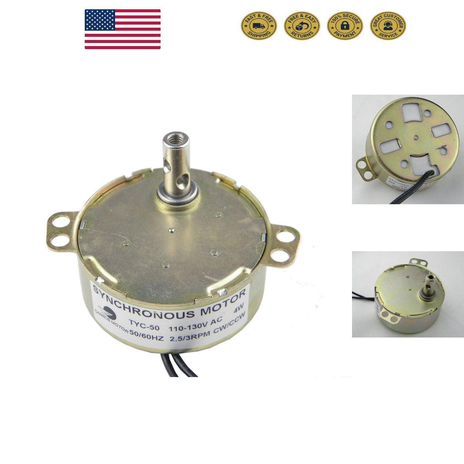 Low Noise AC 110V Synchronous Gear Motor 2.5/3RPM for Versatile Applications