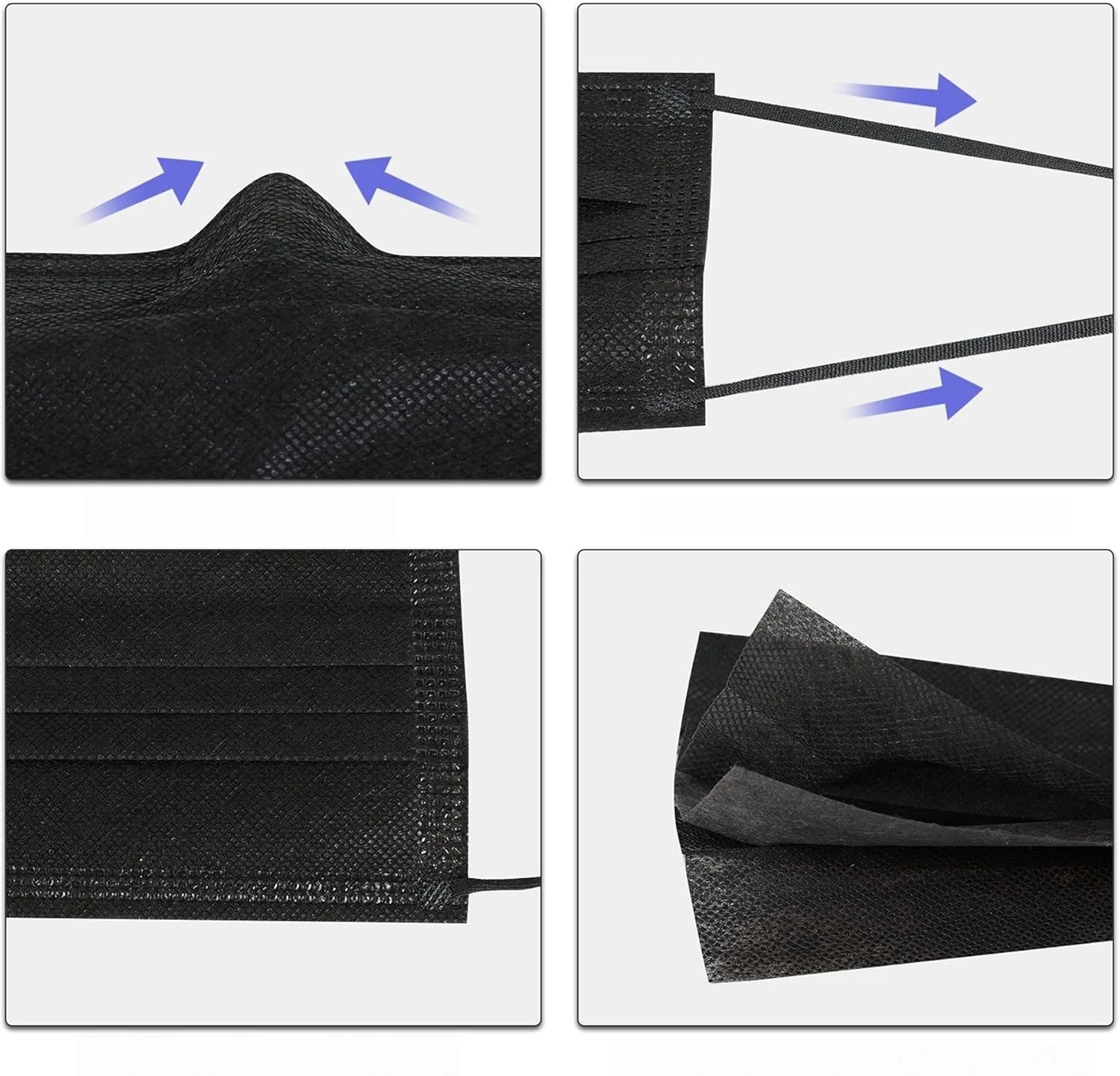 [Black] 5-300 Pcs Disposable Face Masks 3-Ply Non Medical Surgical Earloop Cover