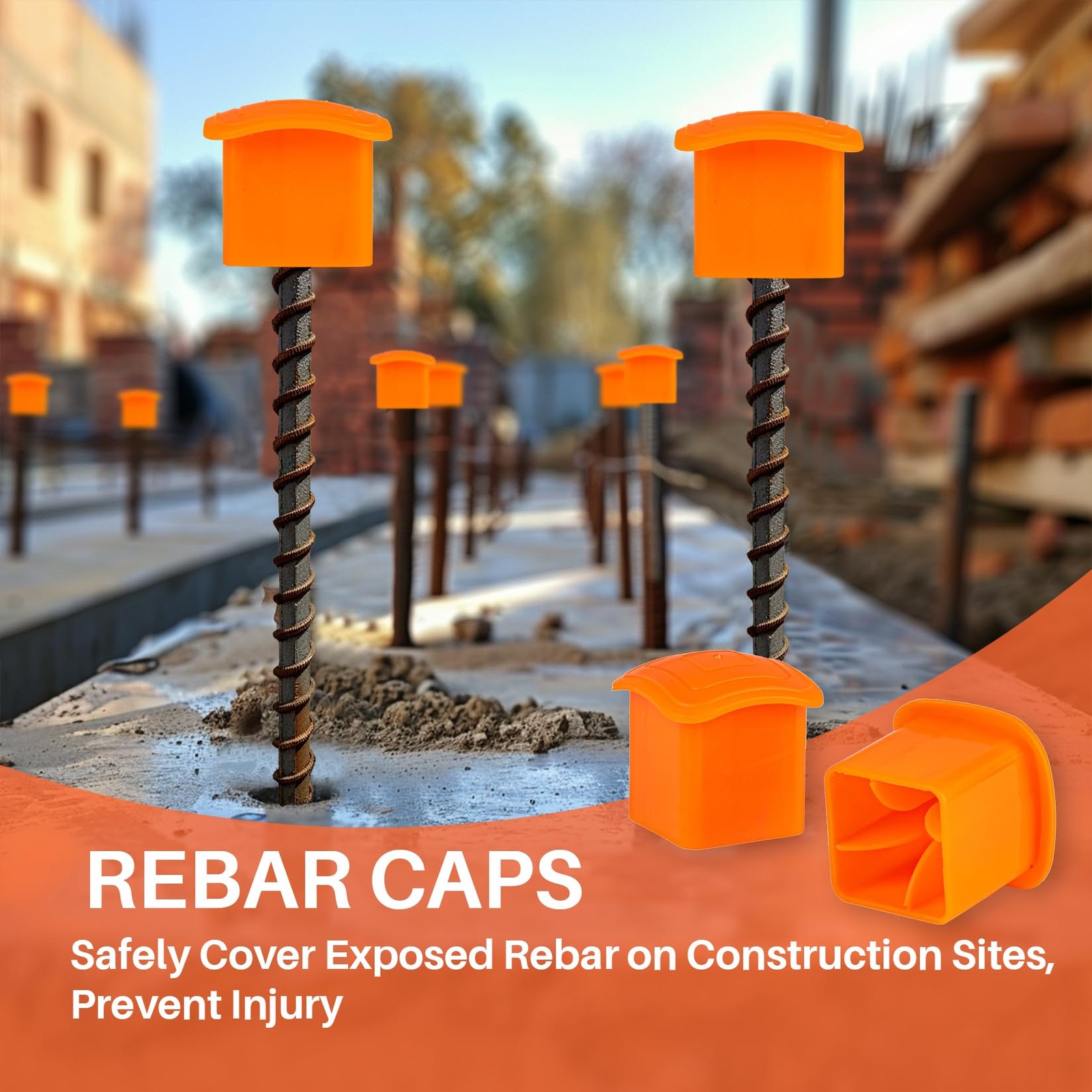 Rebar Caps – 60Pcs Orange Mushroom Safety Cover for T-Posts, Building Co…