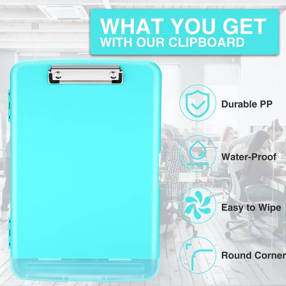 Sooez Clipboards with Storage, High 10″W x 1-1/4″D x 14-1/2″H, Mint Green