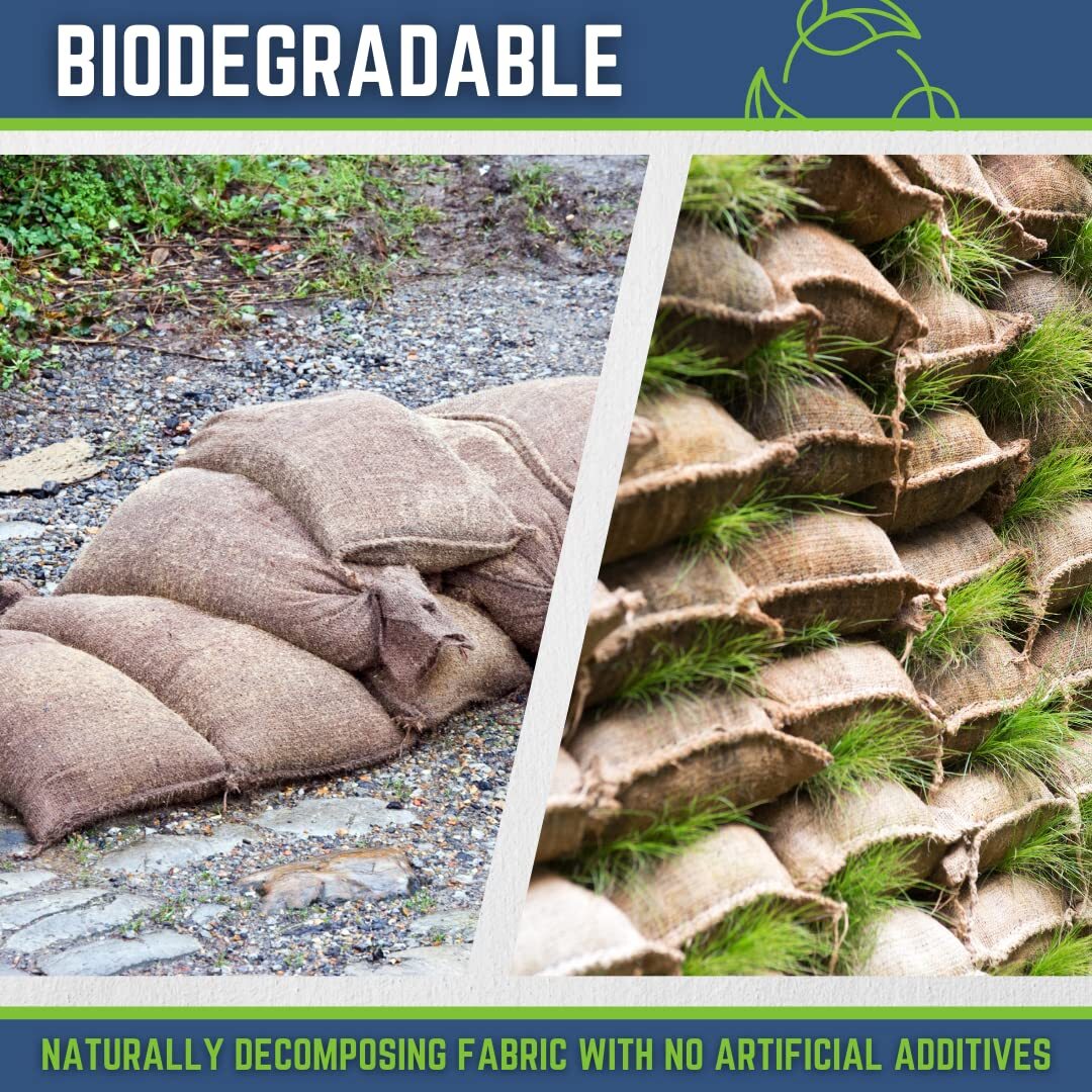 DURASACK Heavy Duty Burlap Sand Bags with Tie Strings Empty Sand-Bags for