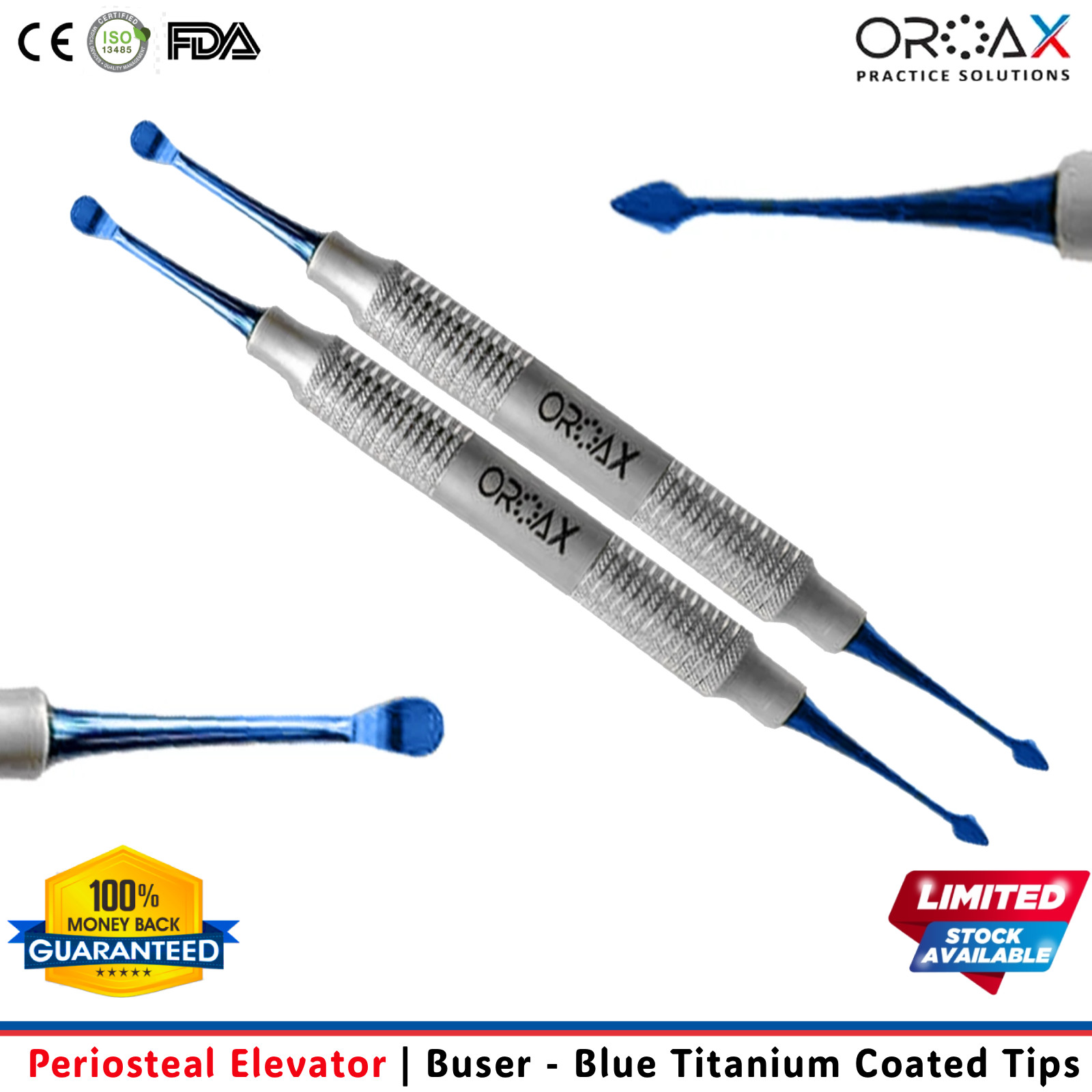 X2 Buser Periosteal Dental Elevators & Sinus Lift Oral Surgery Tools | Blue Tips