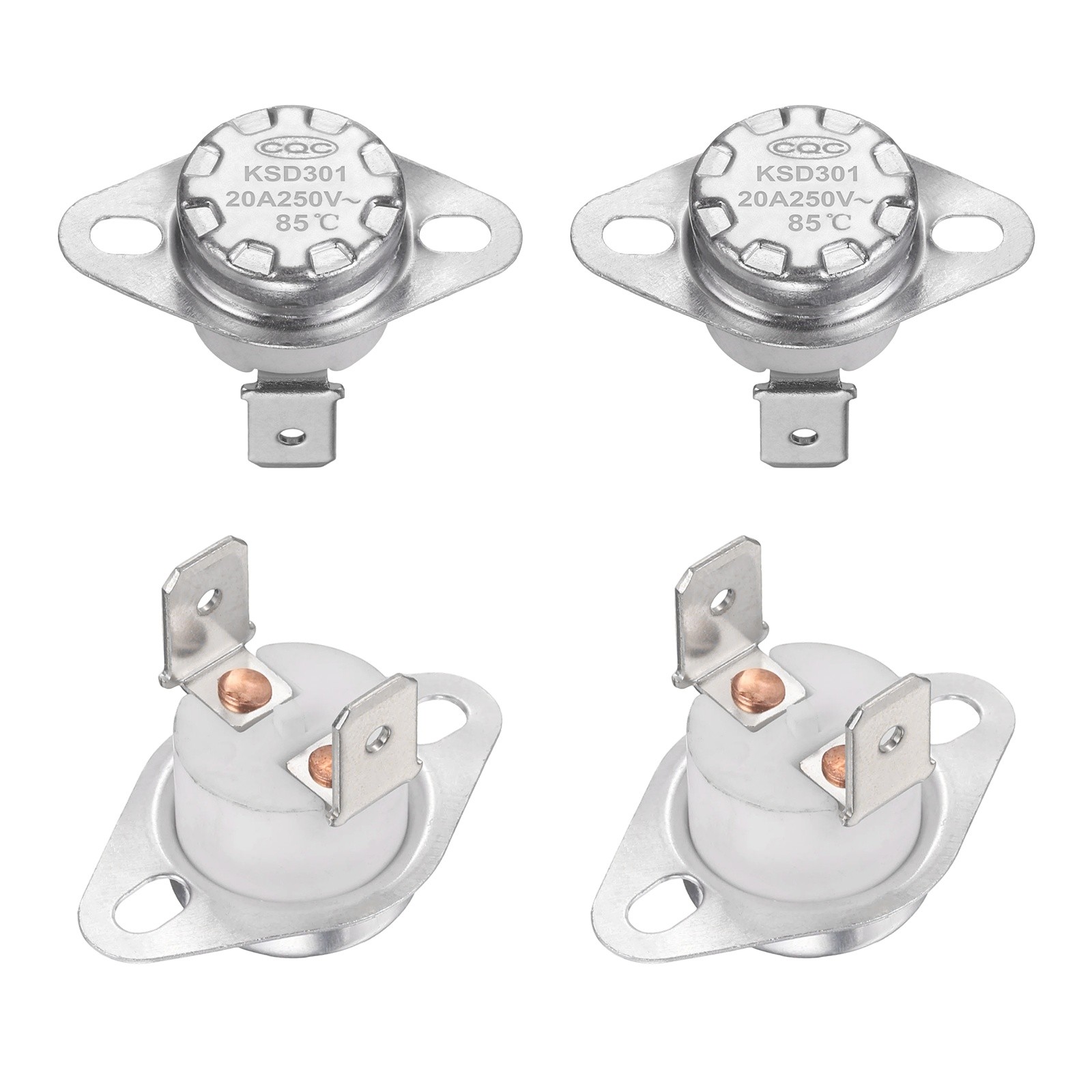 4Pcs KSD301 Thermostat 85°C/185°F 20A 250V Normally Closed N.C Switch, Ceramic