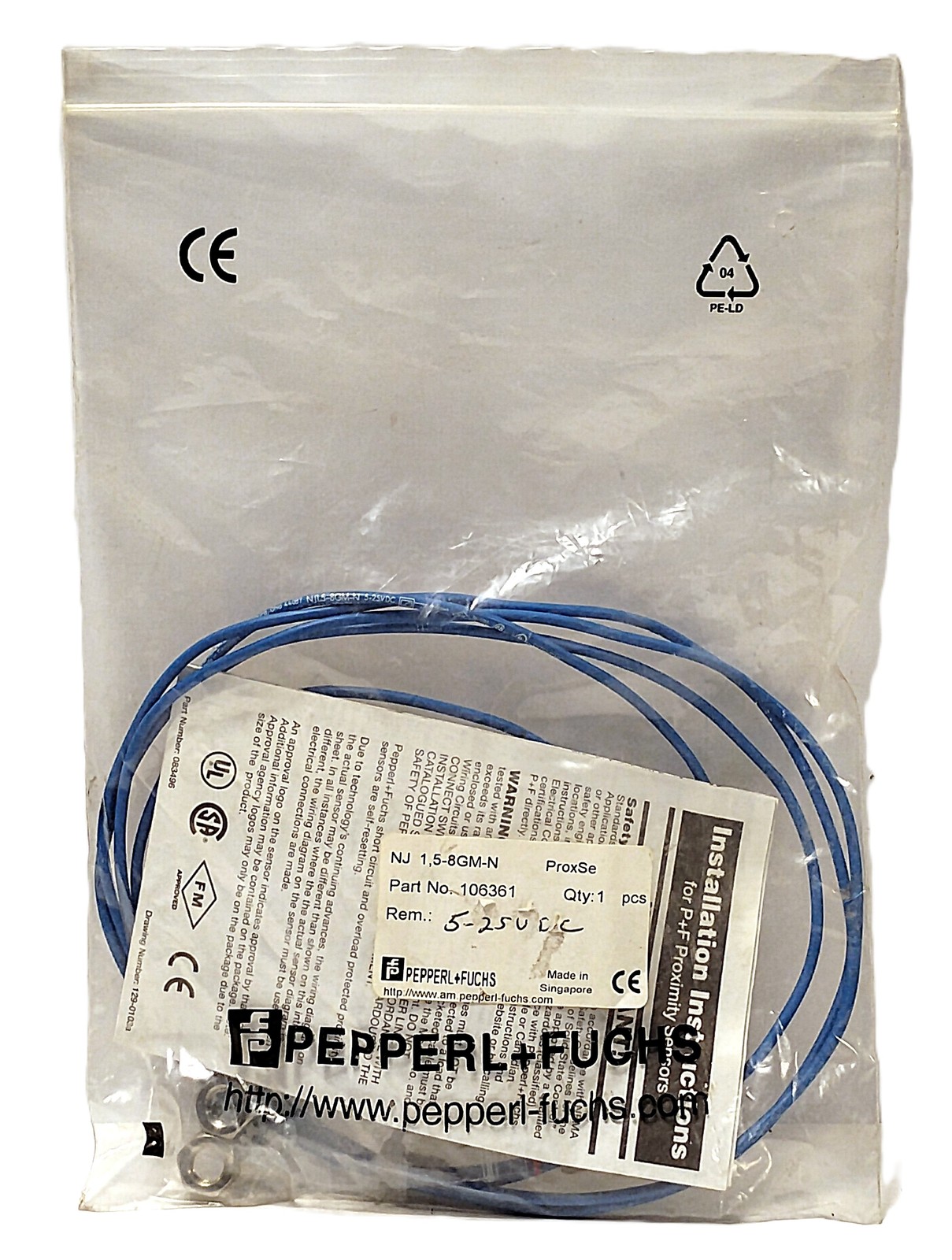 Pepperl Fuchs NJ1.5-8GM-N 106361 5-25 V DC Inductive Proximity Sensor