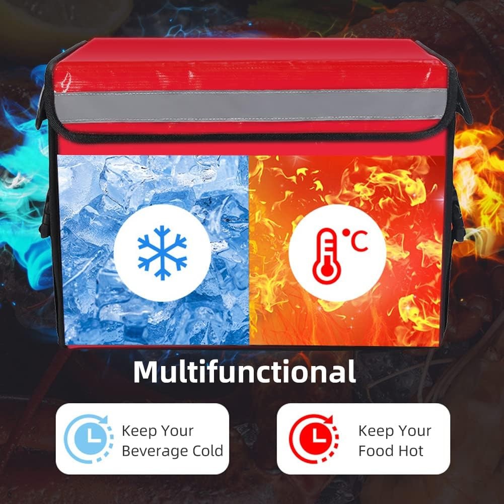 Red Large Insulated Food Delivery Bag For Pizza Catering 18.1×13.8 In