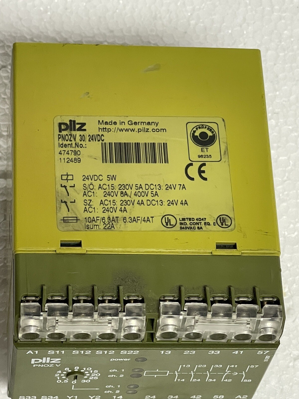 PiLZ PNOZV 30/ 24VDC Relay Ident. No.: 474790 112489