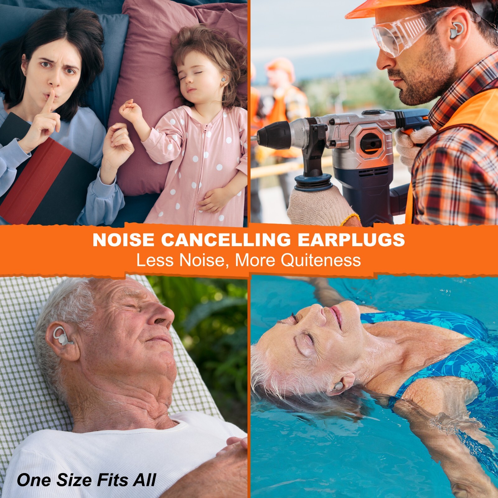 10 Pair Silicone Ear Plugs with Case Reusable Hearing Protection for Sleep Swim