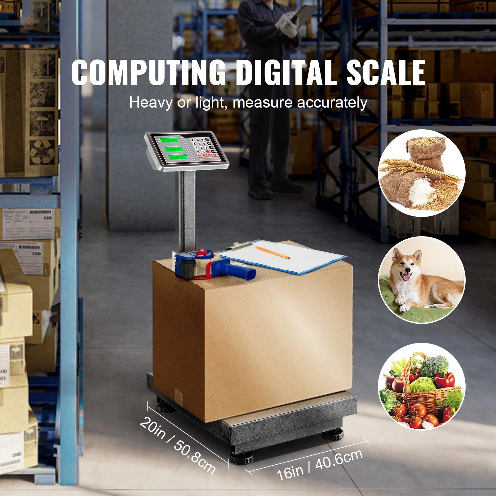 660 lbs / 0.1 Computing Digital Floor Platform Scale Shipping Postal Scale