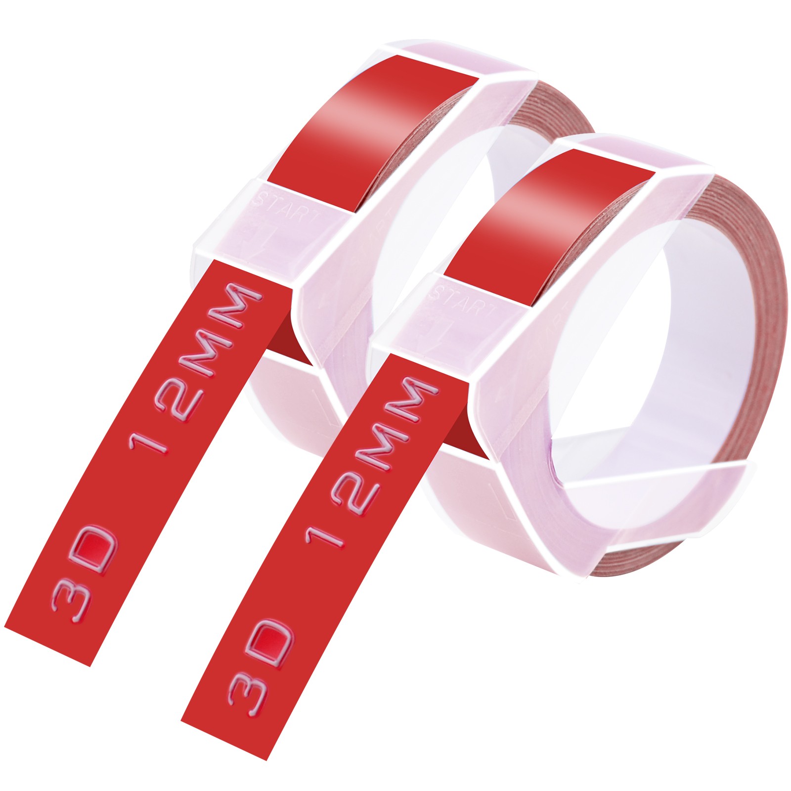 2PK For DYMO 3D Embossing Label Tape Organizer Xpress A521202 White on Red 12mm