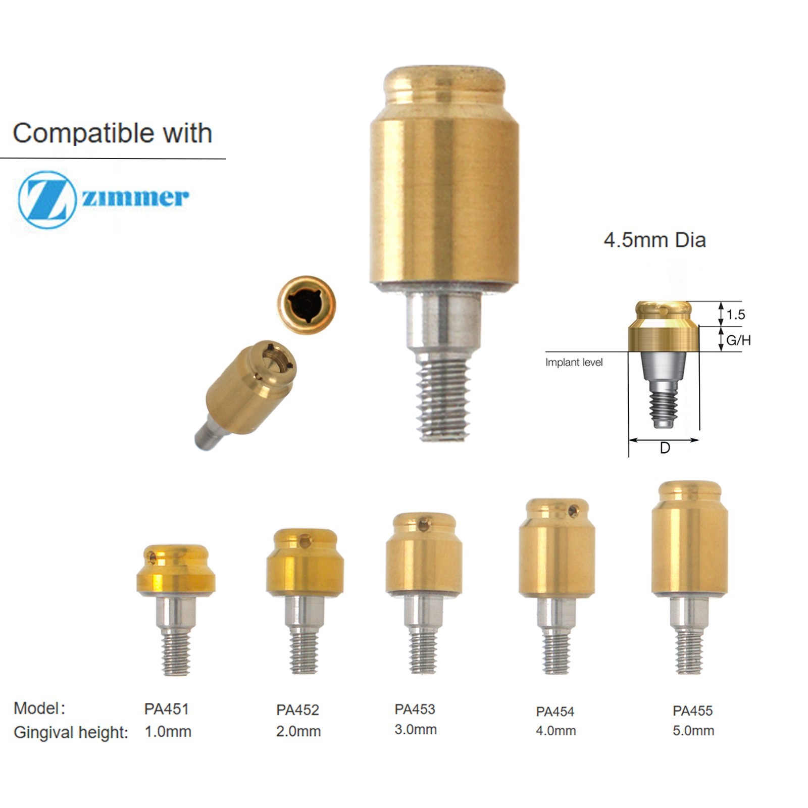 Locator Overdenture Abutment Removable Anchor For Mis ZIMMER TSV 3.5/4.5 Platfor