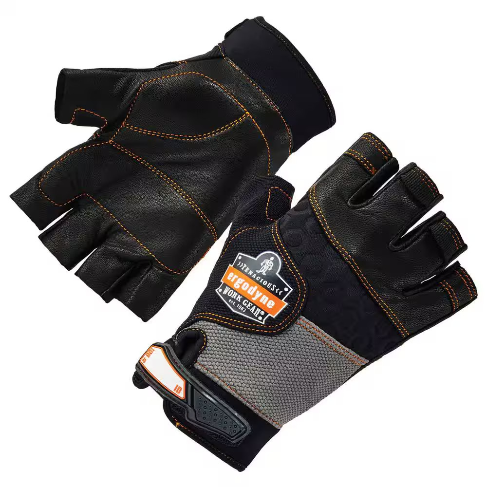 Proflex 901 X-Large Half-Finger Leather Impact Work Gloves