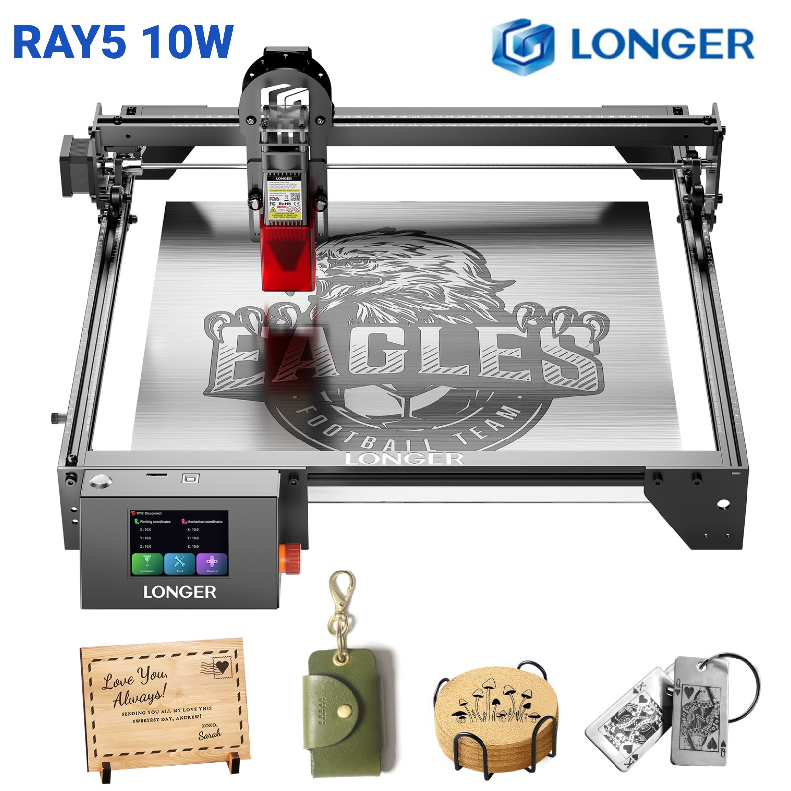 Longer RAY5 10W Wood and Metal Laser Engraver and Cutter 400*400mm DIY Tool