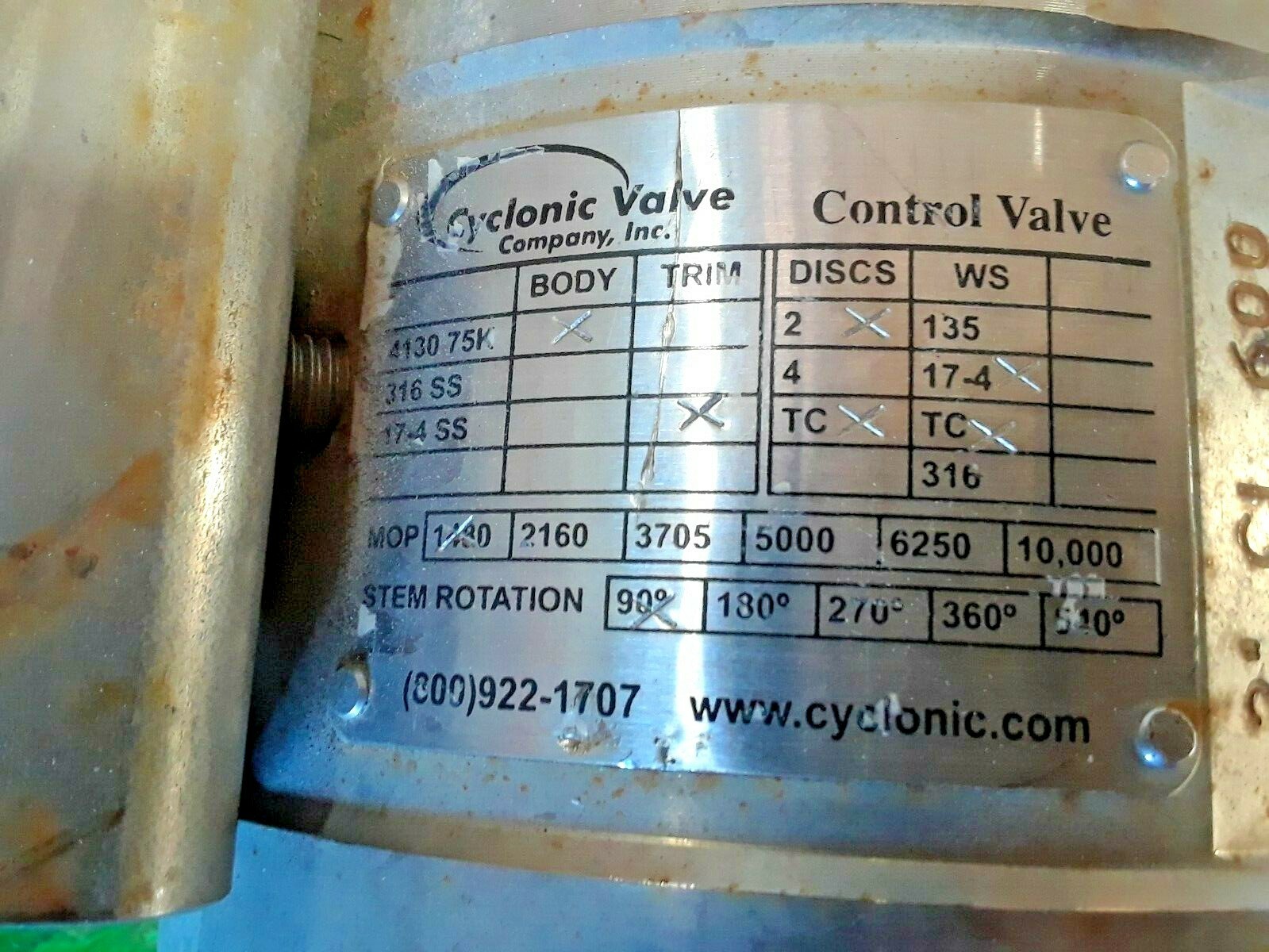 🟠 CYCLONIC VALVE 2″ CL 600 CONTROL VALVE PESSCO IS OFFERING 1 R100421-6-7 🗽