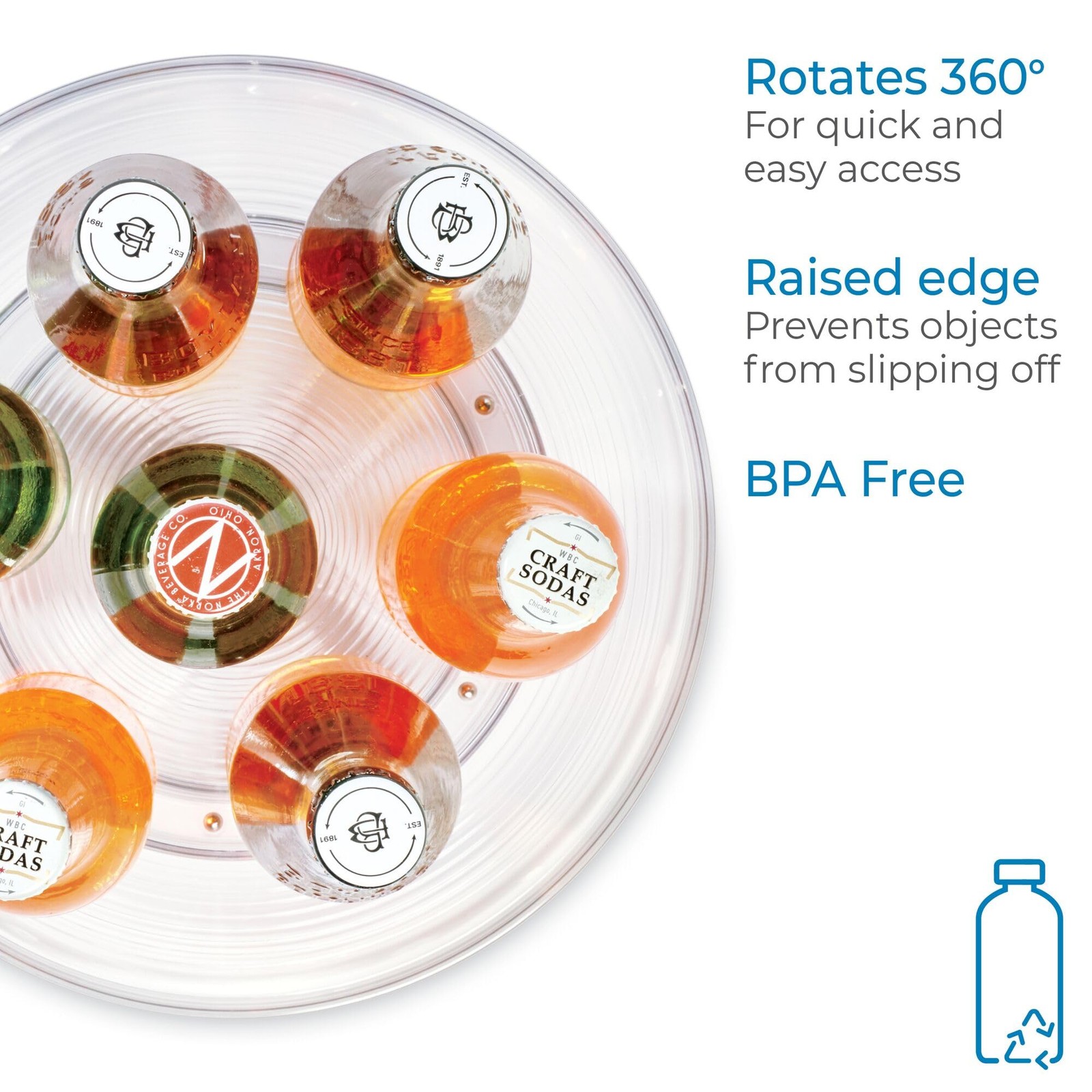 iDesign Recycled Plastic Lazy Susan Turntable Organizer, The 11 Inch, Clear