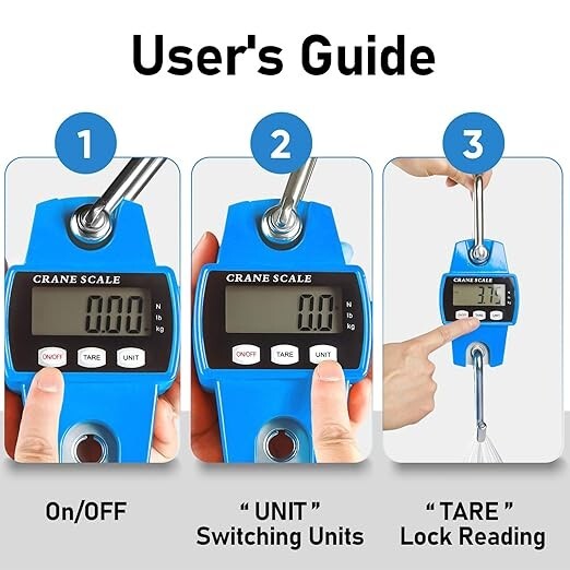 Modern Step 660lb Digital Hanging Scale with Cast Aluminum Case, Handheld 300Kg