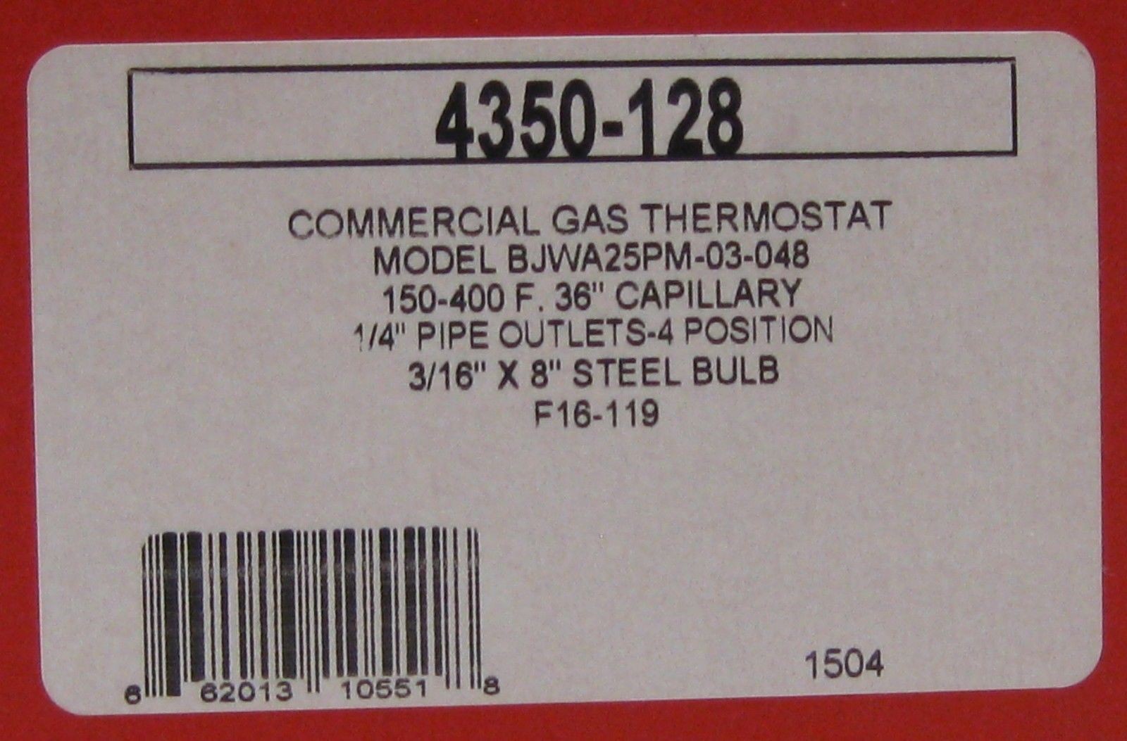 4350-128 Robertshaw Commercial Gas Oven Thermostat for BJWA 46-1211 3200093 2008
