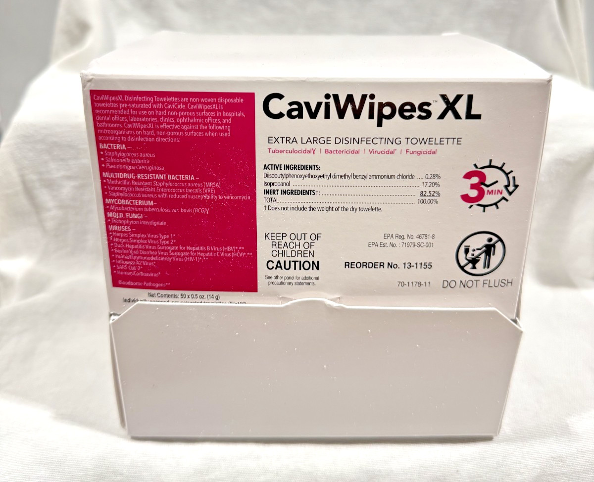 Metrex CaviWipes XL Disinfecting Wipes 50 Count Canister Hospital Medical New