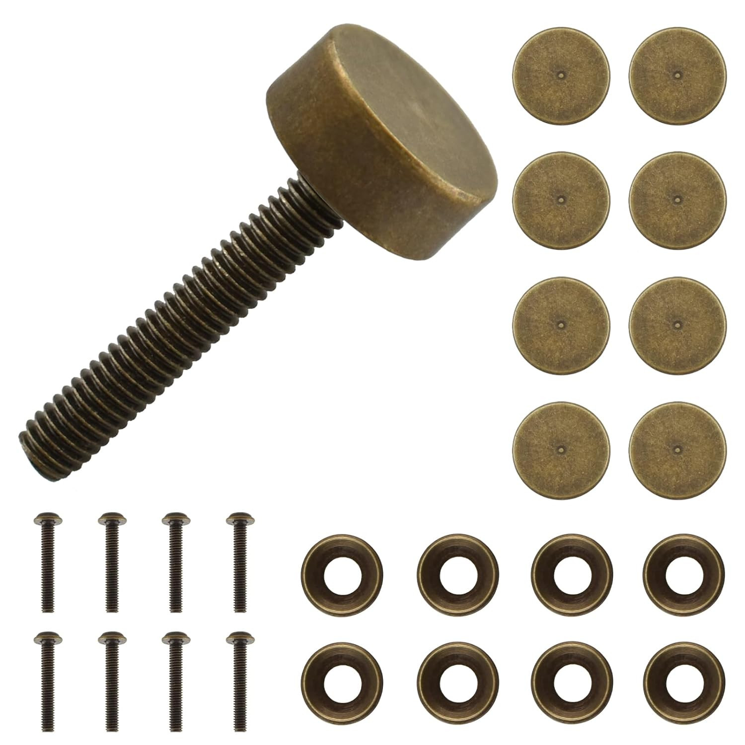 Brass Decorative Bolts with Caps, 8 Pack Antique Bronze Bolt Screws and Decorati