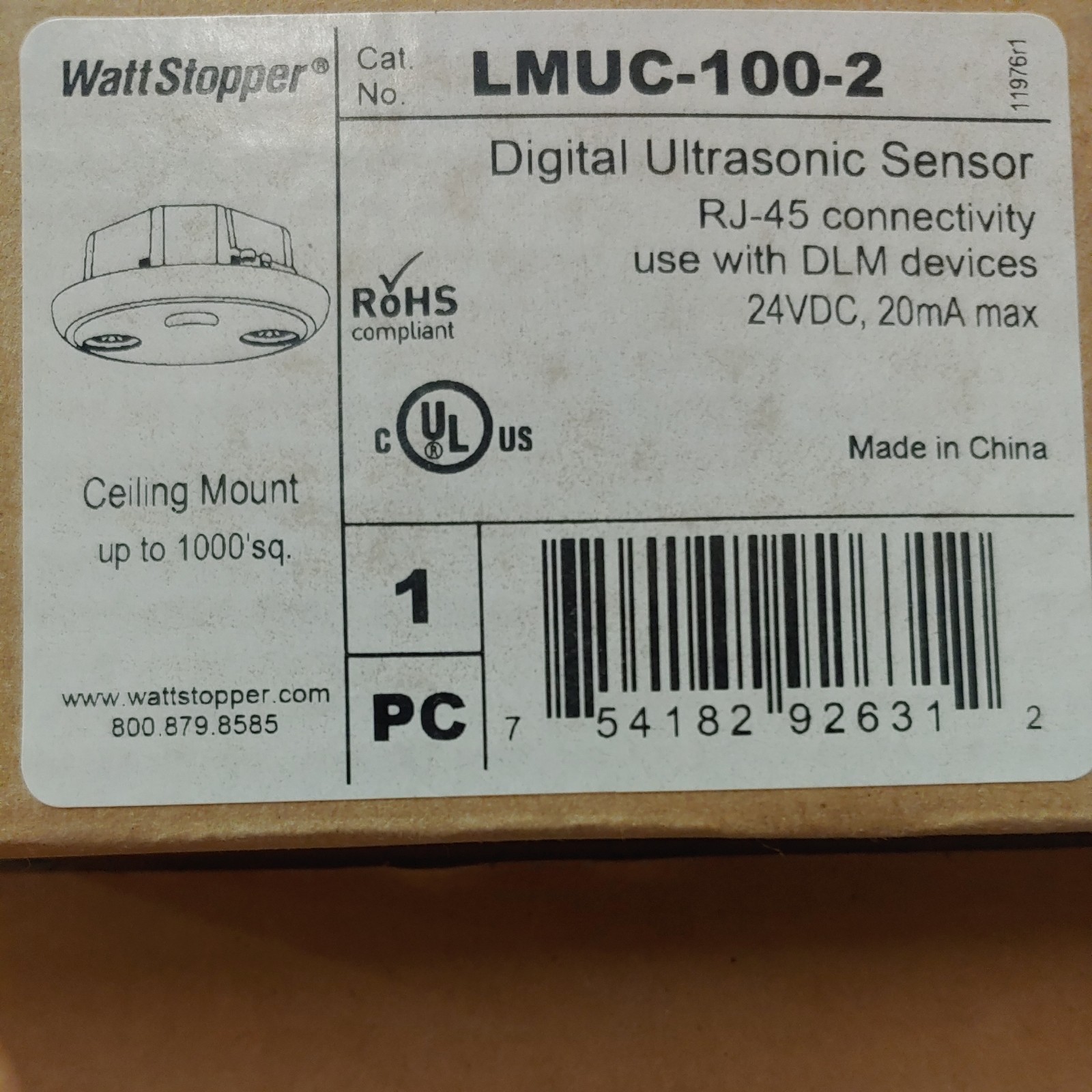Legrand / Wattstopper LMUC-100-2 DLM Ultrasonic Ceiling Sensor – Free Shipping