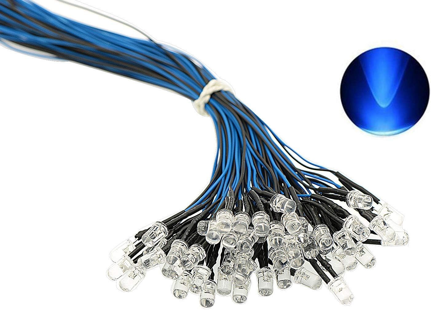 50PCS Ultra Bright 12v Pre Wired LED Diodes Light -Blue