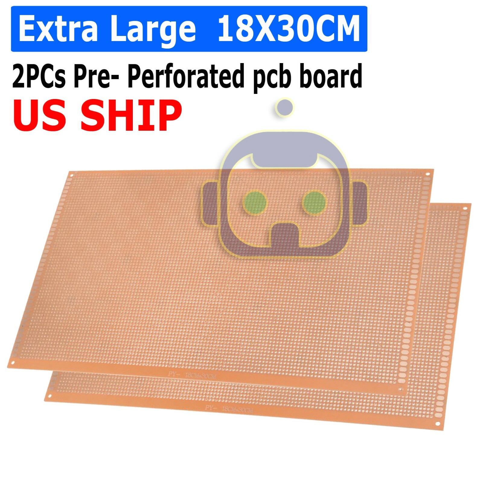 2pcs Prototype Perforated PCB Universal Bread Board 18 x 30cm Sigle Side Copper