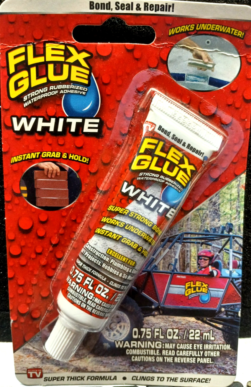 Flex Glue Strong Rubberized Waterproof Adhesive – White – .75 oz./NEW