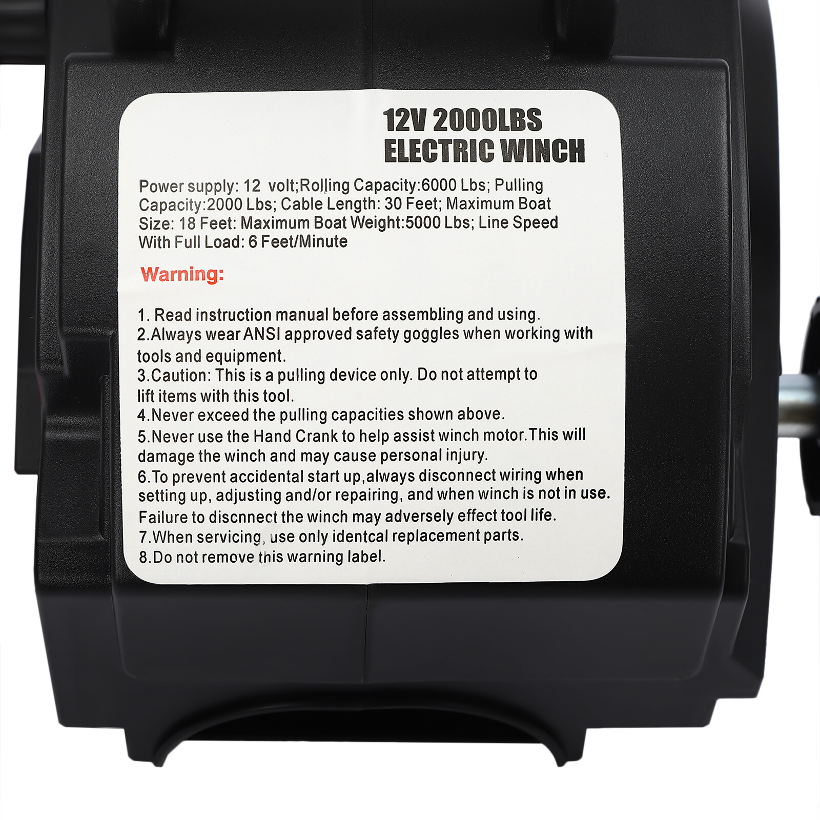 Portable Electric Winch 12V 2000LBS Steel Cable ATV UTV Wireless Remote Control