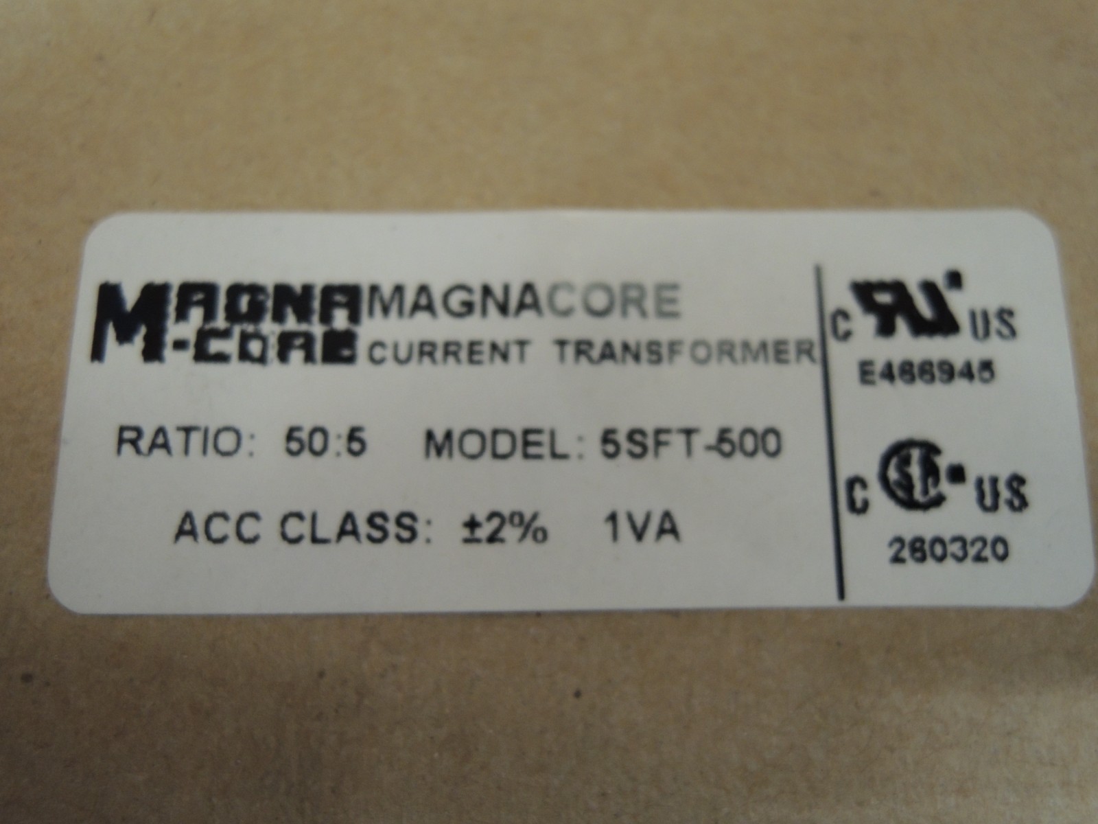 5SFT-500 Current Transformer, Non-ANSI Rated Window Type, 50:5, Class 2, 1 VA