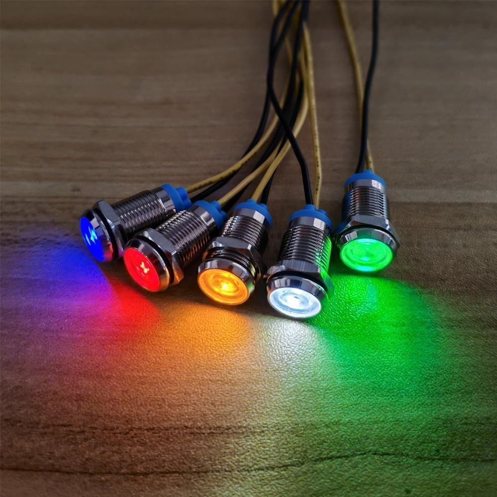 5pcs 10mm LED Metal Indicator Light 110V-220V AC Waterproof Signal Lamp Green