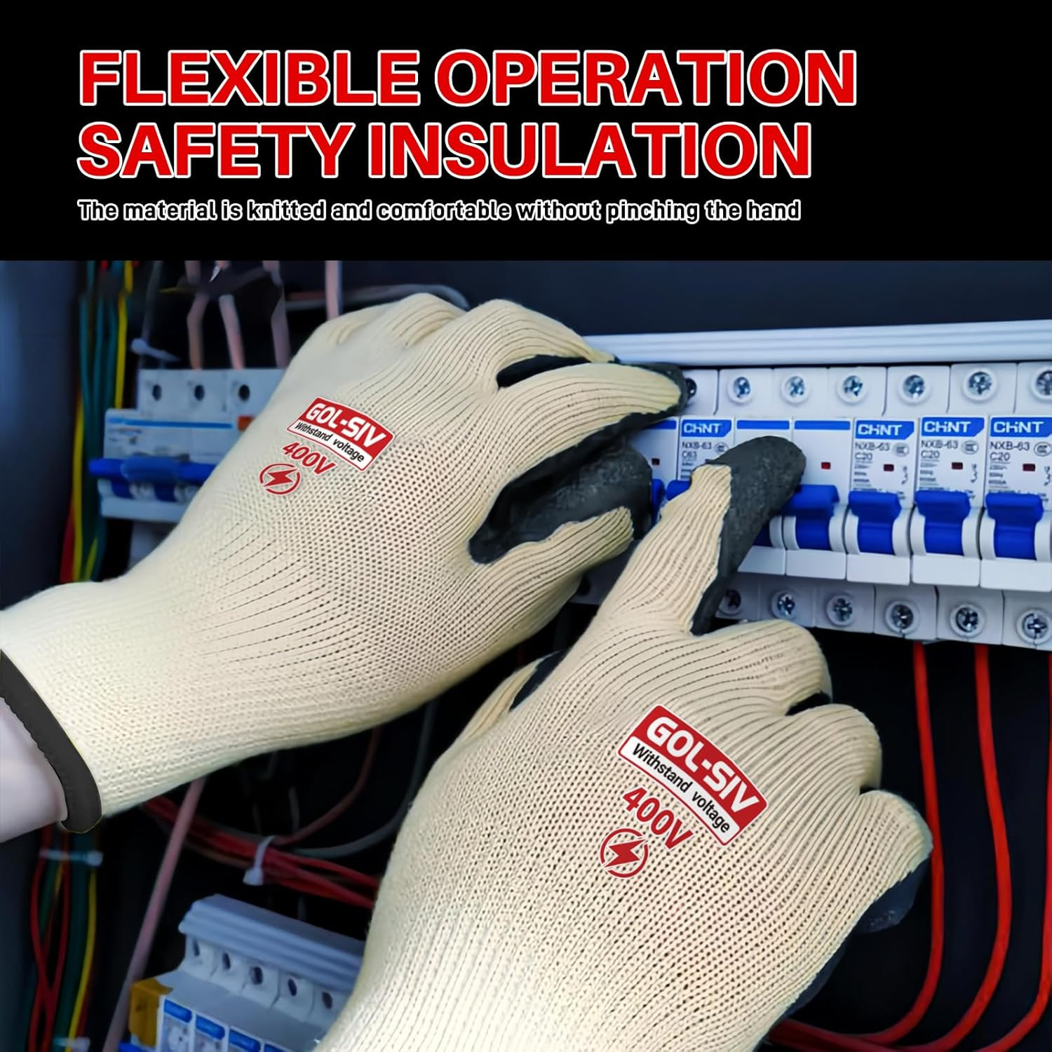 Insulated Electrician Gloves 400V Rubber Safety Work Gloves Size Large