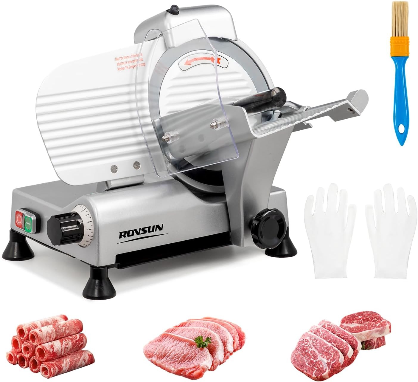 ROVSUN Commercial Electric Meat Slicer Machine, 10″ Food Cutter Deli Cheese 240W