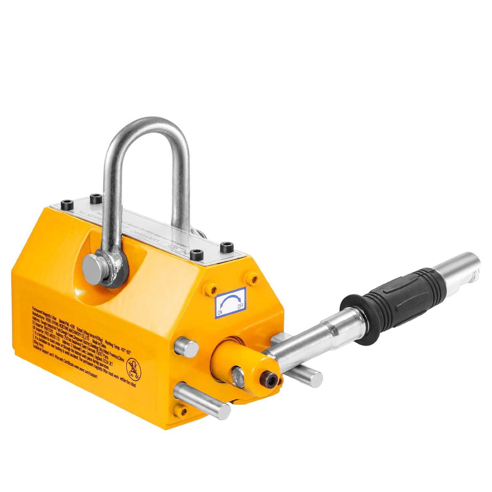 Magnetic Lifter, 1320 lbs/ 600kg Pulling Capacity, 2.5 Safety Factor, Steel and