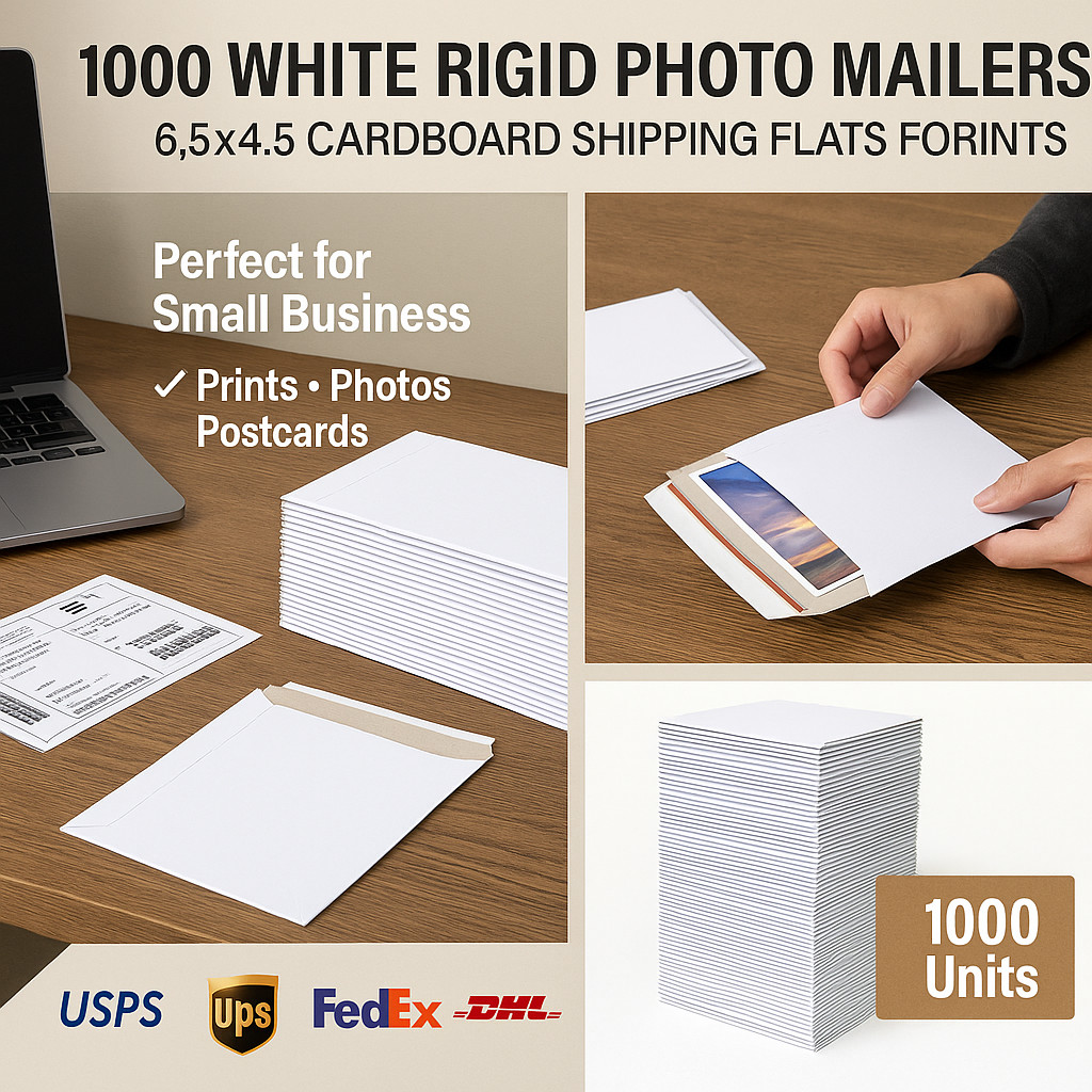 1000 Rigid Cardboard Photo Mailers 6.5×4.5 Stay Flat Shipping Envelopes Bulk