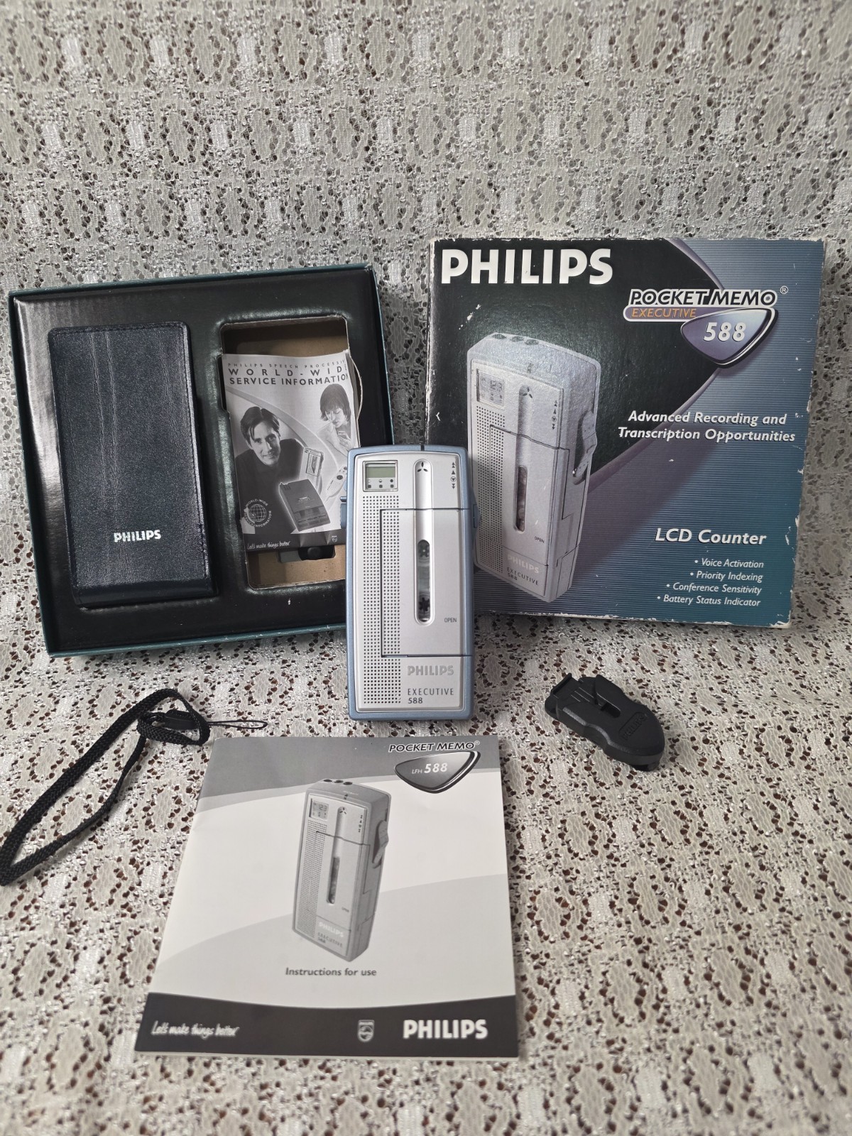 Vintage Phillips Pocket Memo #588 Dictation Recorder Mini Cassette WORKS!