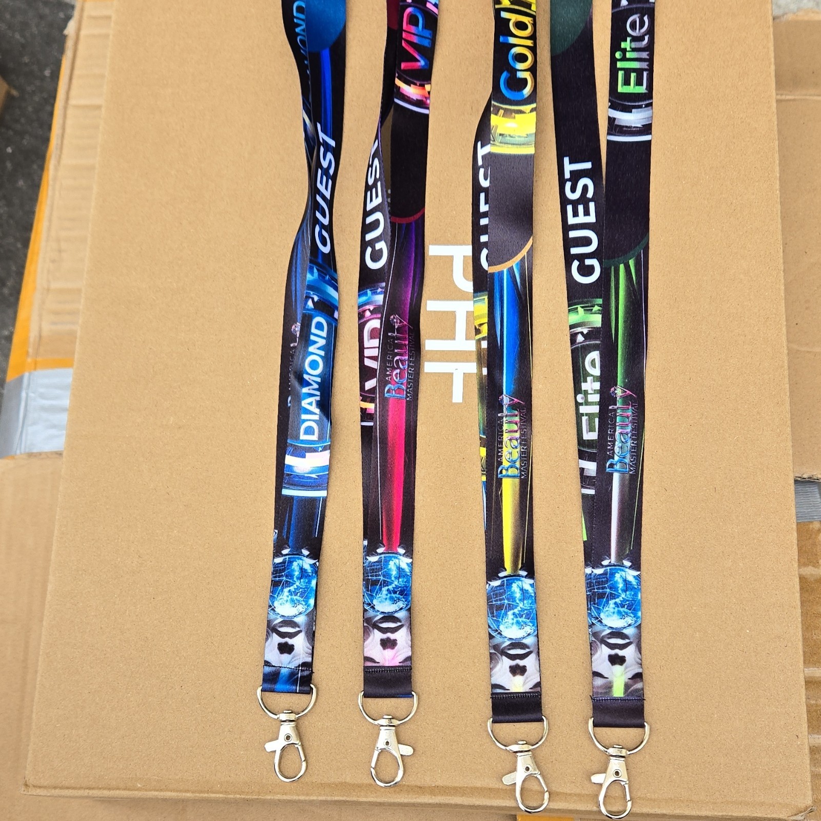 Assorted Guest Lanyards W/clips Diamond VIP Elite. Mixed Colors. Lot Of 300