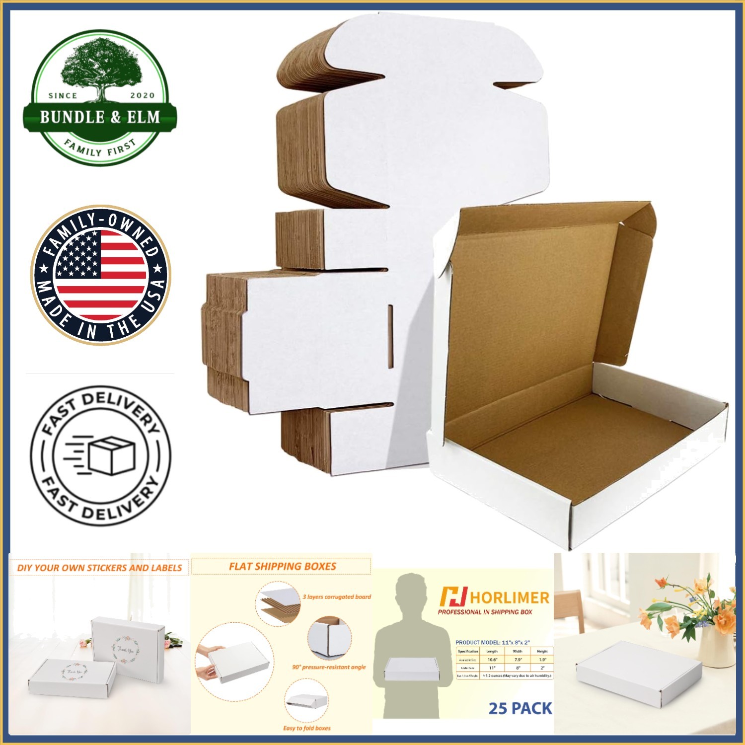 Versatile White Cardboard Boxes, Set of 25 for Shipping or Organizing Items