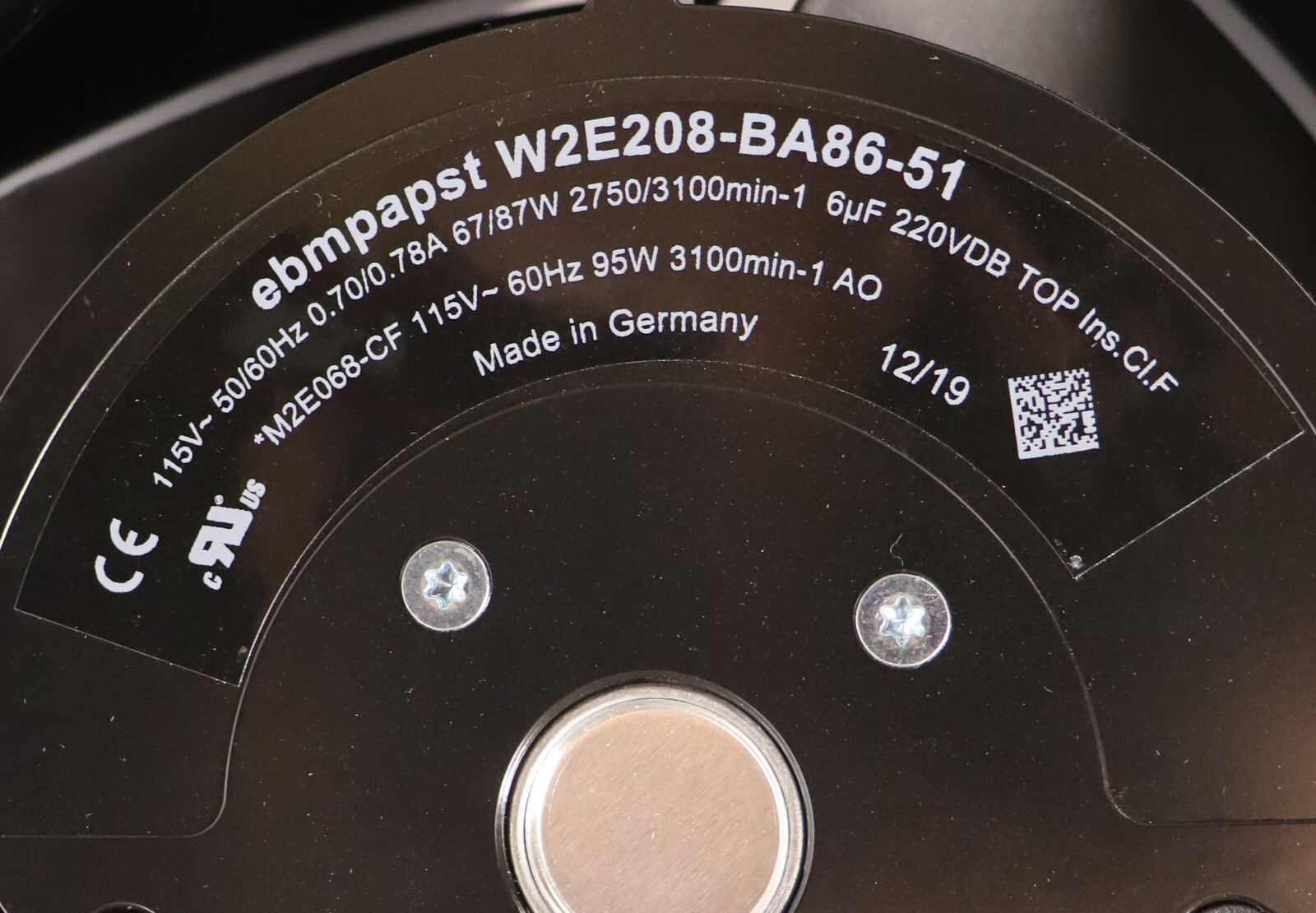 EBM Papst W2E208-BA86-51 Fan Assembly