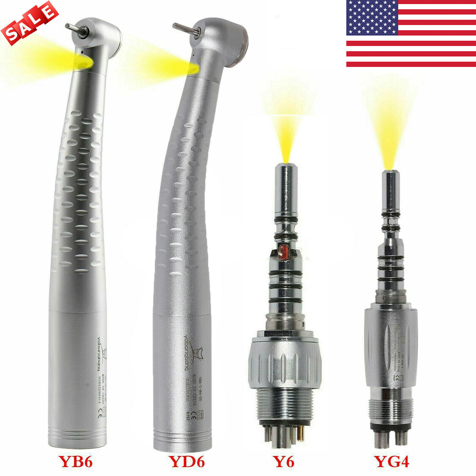 Dental Fiber Optic LED Turbine Handpiece /LED Quick Coupler 4Hole 6Hole for KAVO