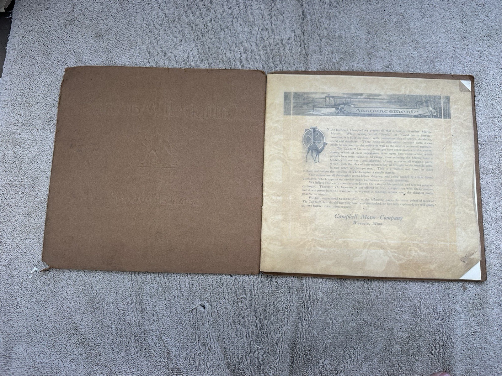 CAMPBELL MARINES Original Catalog CAMPBELL MOTOR CO WAYZARA MN BOAT ENGINE