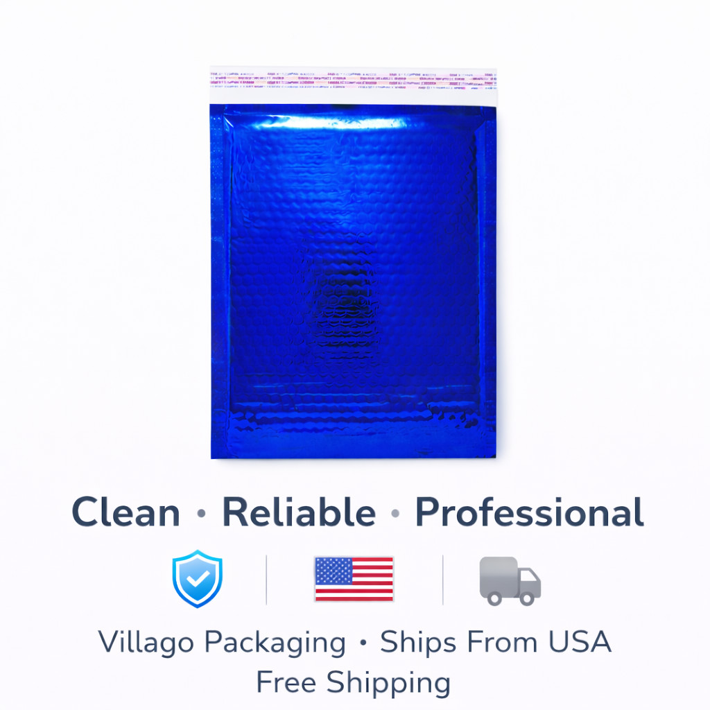 #0 6.5×9 Glamour Blue Foil Bubble Mailers Peel & Seal Padded Envelopes