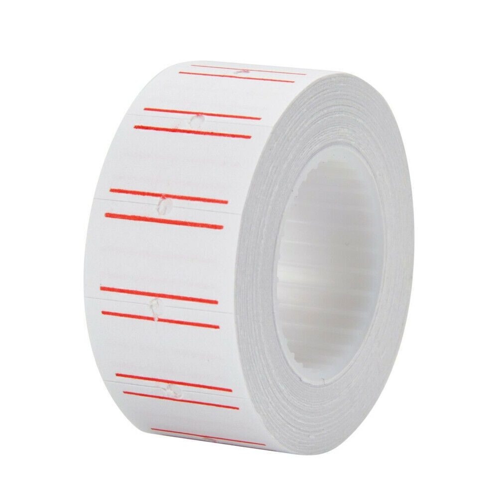 10 Rolls White Red Line Price Tag Gun Sticker 600 Labels Per Roll For MX 5500