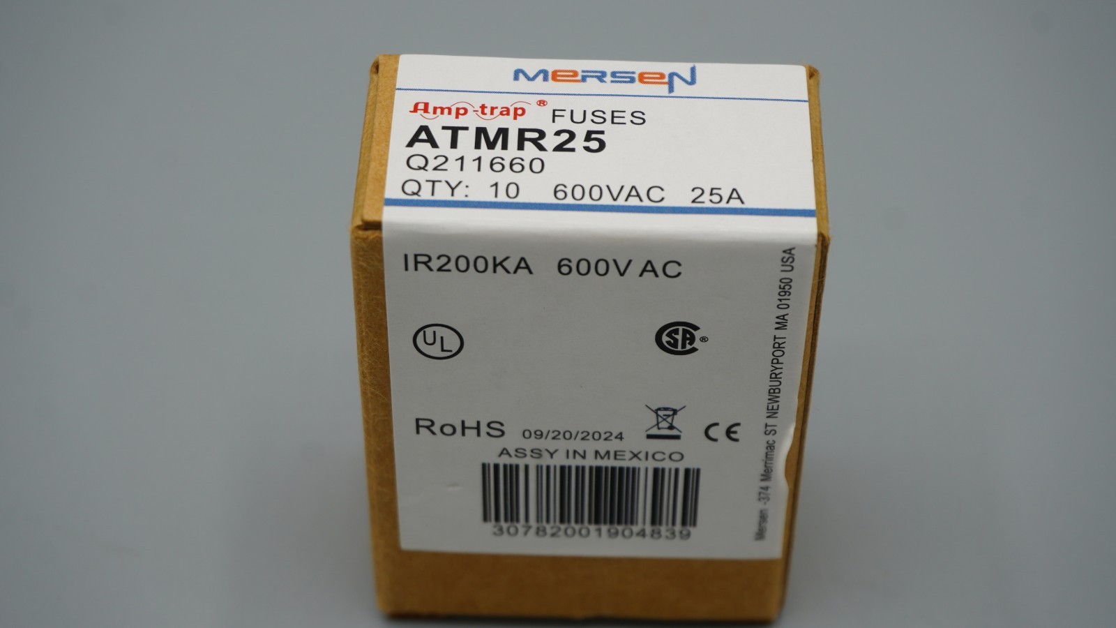 Pack of 10 Mersen ATMR2 2A 600Vac Fuse