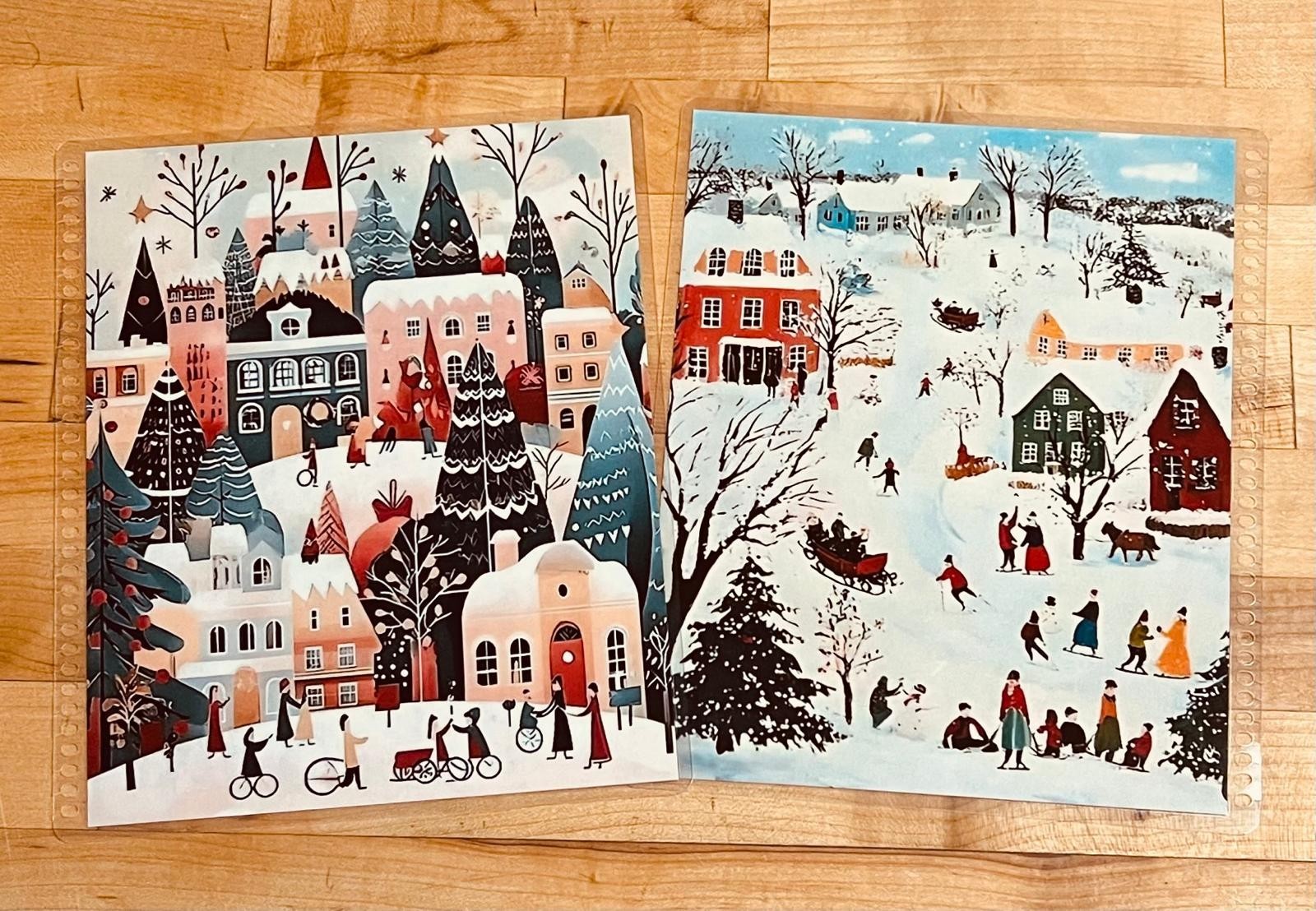 Winter Village Scene Cover Set 4 use with Erin Condren Life Planner~