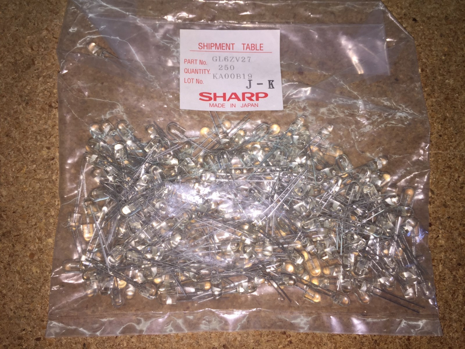 (50 PIECE LOT) GL6ZV27K, SHARP, SINGLE COLOR LED, AMBER, 5.8 mm