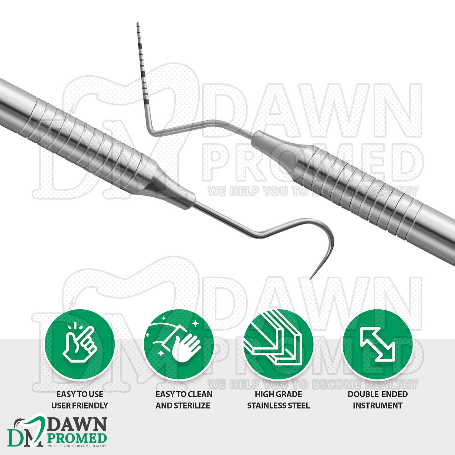 3 Pcs Periodontal Probe UNC15/23 Expro Double End Color Coded Hollow Handle Set