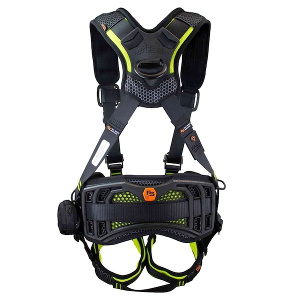 Fall Safe Fs240ic-S/M Safety Harness, Aluminum, S/M, Black/Green